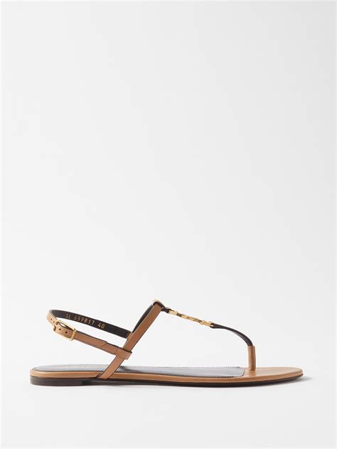 ysl flat sandals gold